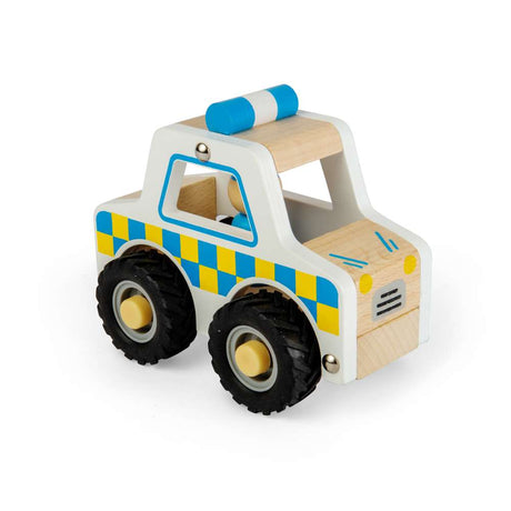 Bigjigs Toys Wooden Mini Police Car Toy for Toddlers 12 Months Plus