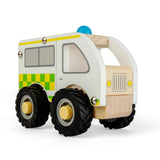 Bigjigs Toys Mini Wooden Ambulance Toy Vehicle for Toddlers 12 Months Plus