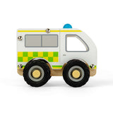 Bigjigs Toys Mini Wooden Ambulance Toy Vehicle for Toddlers 12 Months Plus