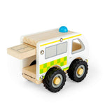 Bigjigs Toys Mini Wooden Ambulance Toy Vehicle for Toddlers 12 Months Plus