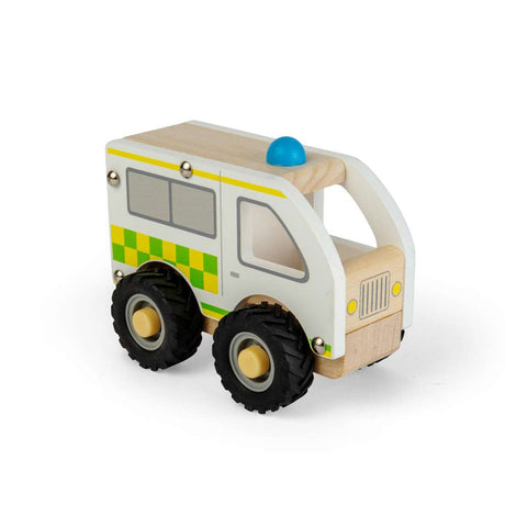 Bigjigs Toys Mini Wooden Ambulance Toy Vehicle for Toddlers 12 Months Plus
