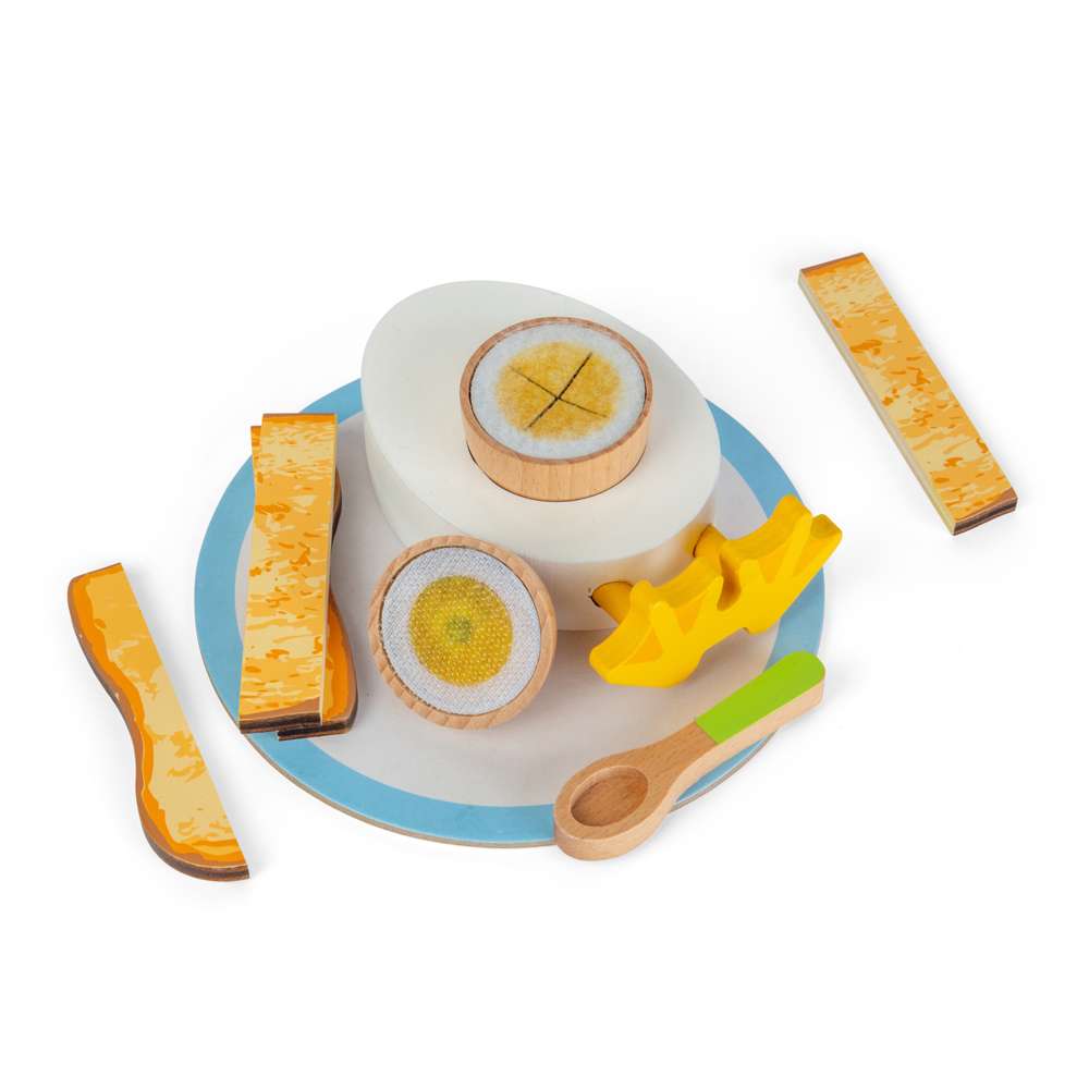 Bigjigs Toys Dippy Egg Wooden Breakfast Play Food Set 9 Pieces