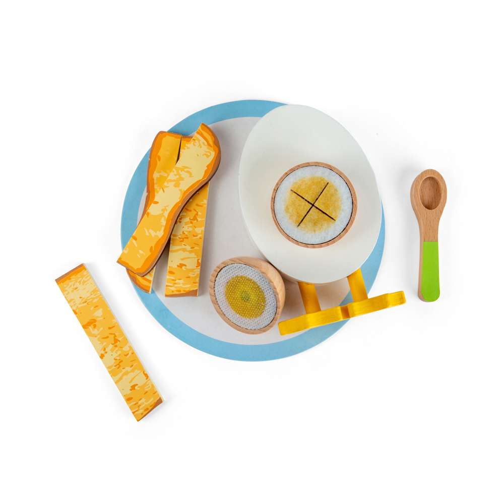 Bigjigs Toys Dippy Egg Wooden Breakfast Play Food Set 9 Pieces