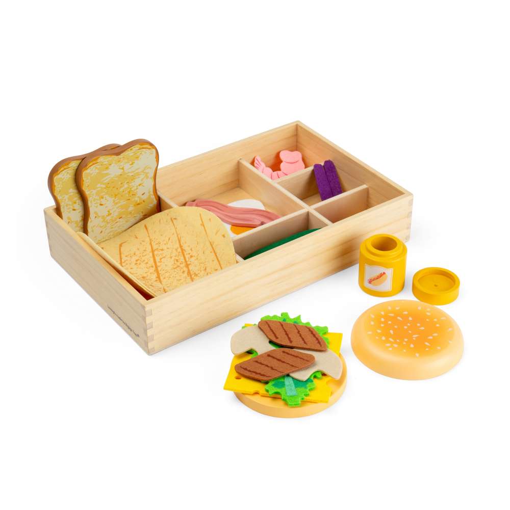 Bigjigs Toys Deli Set Wooden and Felt Play Food 30 Pieces