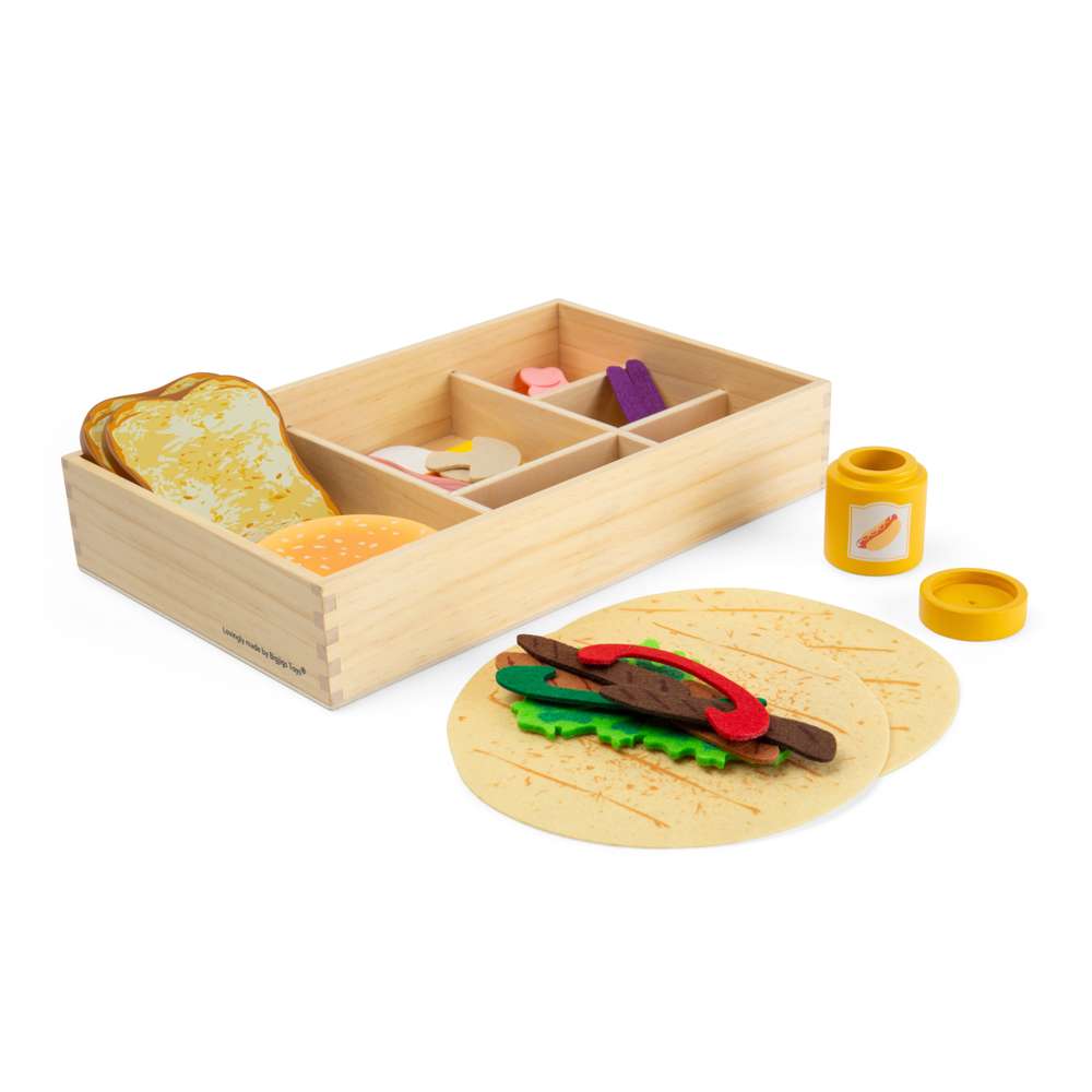 Bigjigs Toys Deli Set Wooden and Felt Play Food 30 Pieces