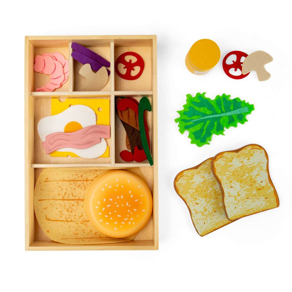 Bigjigs Toys Deli Set Wooden and Felt Play Food 30 Pieces