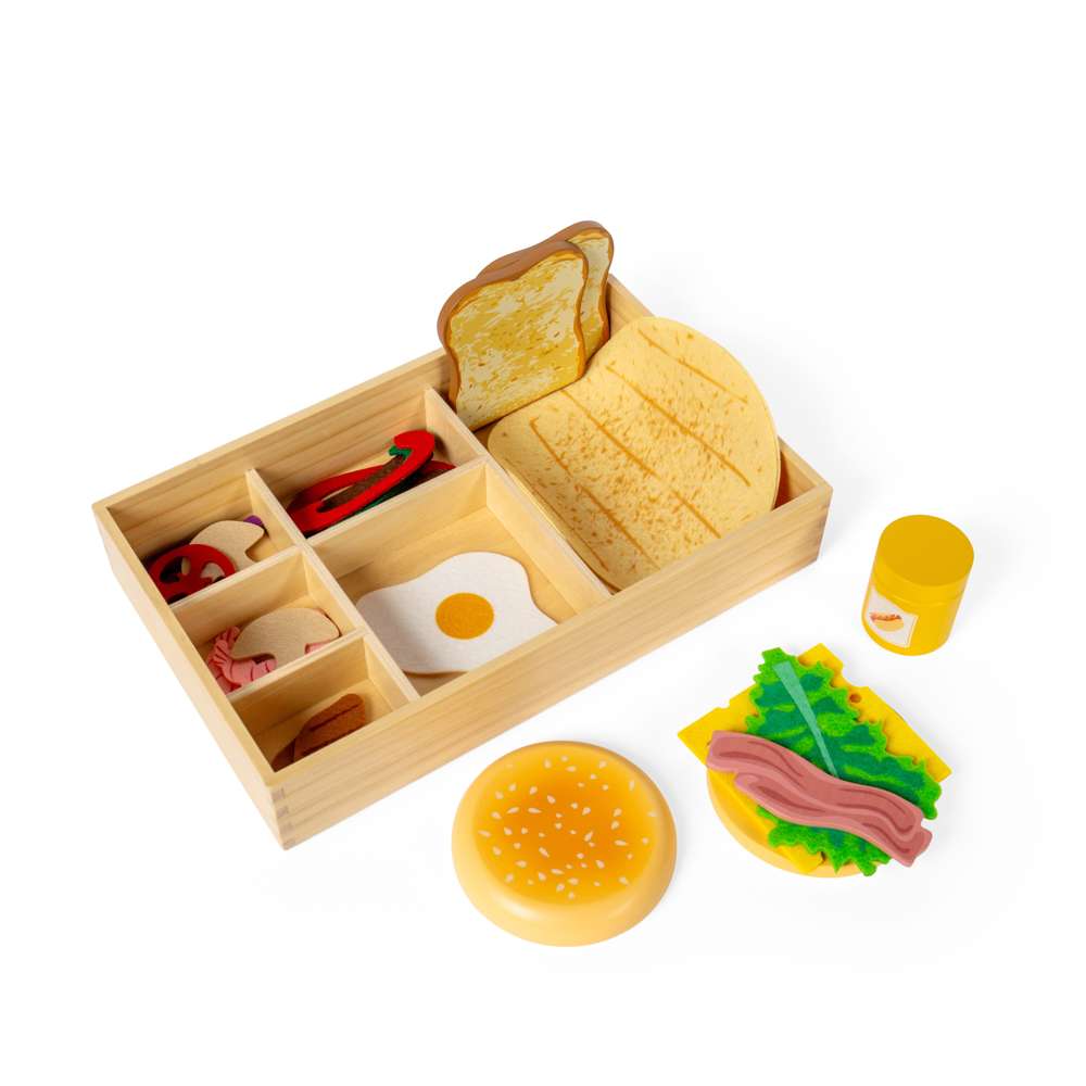 Bigjigs Toys Deli Set Wooden and Felt Play Food 30 Pieces
