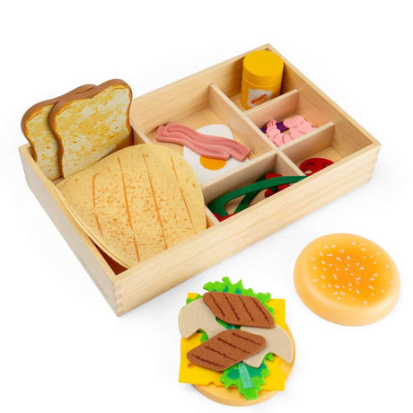 Bigjigs Toys Deli Set Wooden and Felt Play Food 30 Pieces
