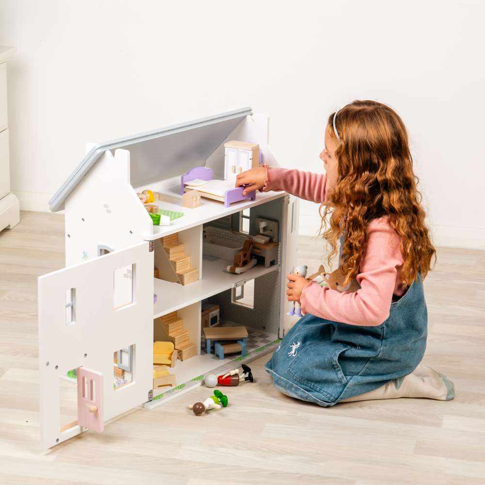 Bigjigs Toys Wooden Dolls House Furniture Set 31 Play Pieces