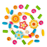 Bigjigs Toys Summer Flowers Jewellery Making Kit with 164 Wooden Beads for Ages 3+