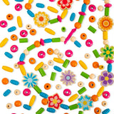 Bigjigs Toys Summer Flowers Jewellery Making Kit with 164 Wooden Beads for Ages 3+