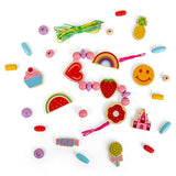 Bigjigs Toys Cheerful Charms Wooden Jewellery Making Kit with 164 Beads for Kids 3 Years plus