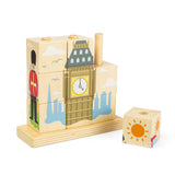 Bigjigs Toys London Wooden Stacking Blocks Toy for 1 Year Olds