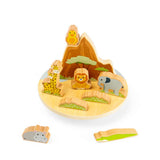 Bigjigs Toys Safari Wooden Wobble Board Balance Toy with 10 Animal Pieces for Toddlers 18 Months Plus