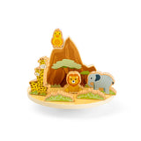 Bigjigs Toys Safari Wooden Wobble Board Balance Toy with 10 Animal Pieces for Toddlers 18 Months Plus
