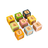 Bigjigs Toys Wooden and Silicone Soft Sorting Blocks Baby Stacking Toy 9 Pieces 6 Months Plus