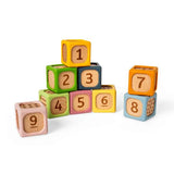 Bigjigs Toys Wooden and Silicone Soft Sorting Blocks Baby Stacking Toy 9 Pieces 6 Months Plus