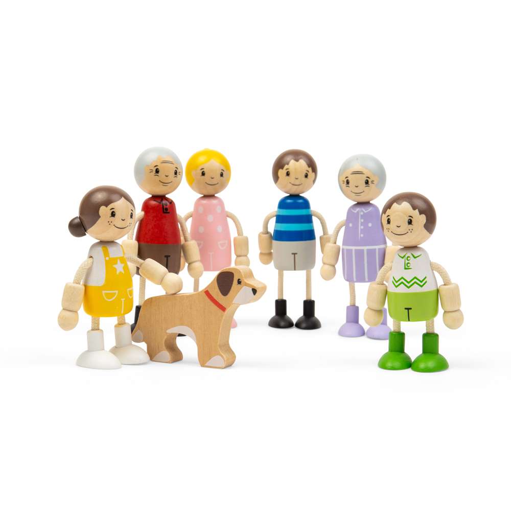 Bigjigs Toys Wooden Generational Family Doll House Figures Set 7 Pieces