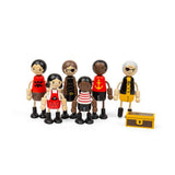 Bigjigs Toys Wooden Pirate Dolls Playset with 6 Poseable Figures and Treasure Chest