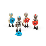 Bigjigs Toys Medieval Knights Wooden Mini Dolls Playset with 4 Poseable Figures