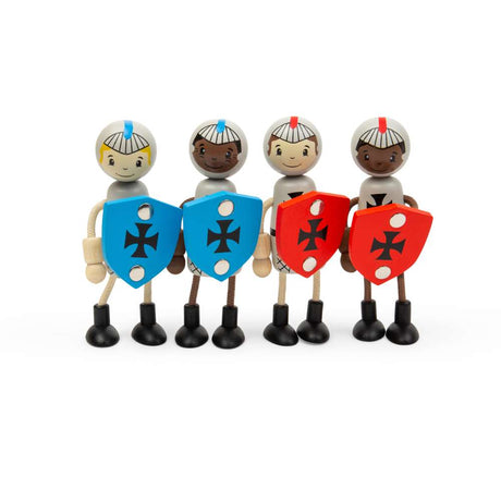 Bigjigs Toys Medieval Knights Wooden Mini Dolls Playset with 4 Poseable Figures