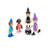 Bigjigs Toys Wooden Fairytale Dolls Playset with 4 Posable Figures and Cauldron Accessory