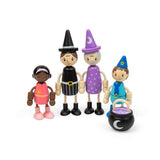 Bigjigs Toys Wooden Fairytale Dolls Playset with 4 Posable Figures and Cauldron Accessory