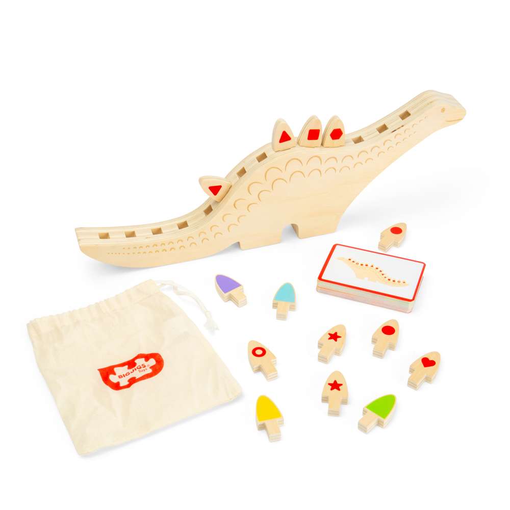 Bigjigs Toys Wooden Sequencing Dinosaur Montessori Educational Toy for Kids Ages 3 Plus