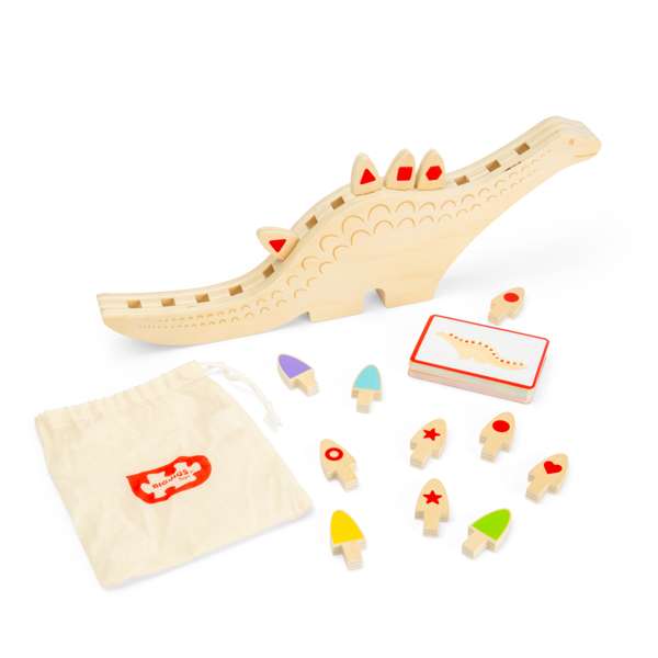 Bigjigs Toys Wooden Sequencing Dinosaur Montessori Educational Toy for Kids Ages 3 Plus