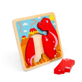 Bigjigs Toys Chunky Lift Out Diplodocus Wooden Dinosaur Puzzle for Toddlers 10 Months Plus