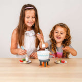 Bigjigs Toys Wooden Chocolate Pot For Two Toy Food Set with 16 Play Pieces