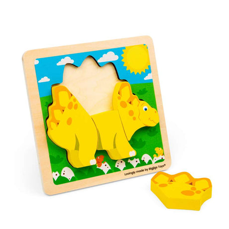 Bigjigs Toys Chunky Lift Out Stegosaurus Wooden Baby Puzzle 4 Pieces 10 Months Plus