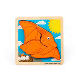 Bigjigs Toys Chunky Lift Out Pterodactyl Wooden Dinosaur Puzzle for Toddlers 10 Months Plus