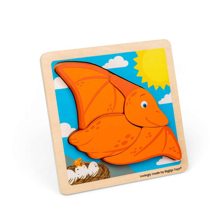 Bigjigs Toys Chunky Lift Out Pterodactyl Wooden Dinosaur Puzzle for Toddlers 10 Months Plus