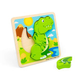 Bigjigs Toys Chunky Lift Out T-Rex Wooden Toddler Puzzle 5 Pieces 10 Months Plus