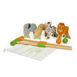 Bigjigs Toys Jungle Croquet Set Wooden Animal Garden Game for Kids 10 Pieces