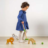 Bigjigs Toys Jungle Croquet Set Wooden Animal Garden Game for Kids 10 Pieces