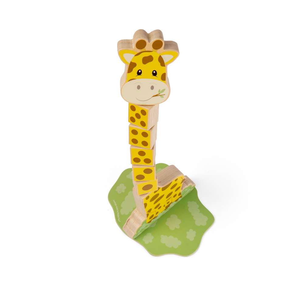 Bigjigs Toys Counting Wobble Neck Giraffe Wooden Stacking Toy for Early Maths Learning 7 Pieces 12 Months Plus