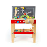 Bigjigs Toys Wooden Workers Workbench Kids Tool Bench with 34 Play Pieces