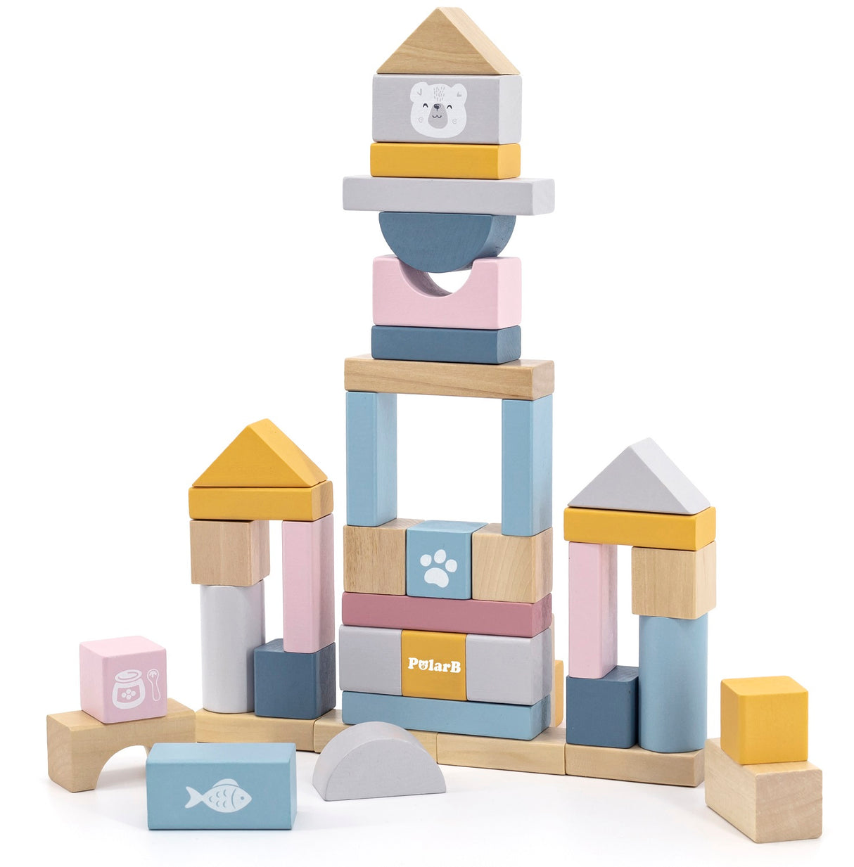 Wooden Building Blocks - 60 Pieces