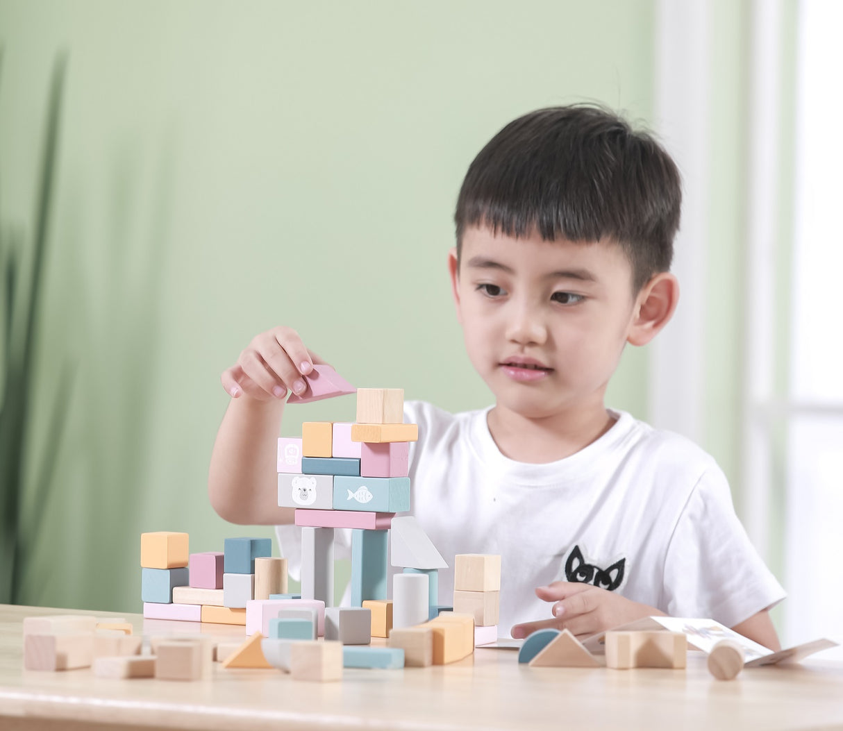Wooden Building Blocks - 60 Pieces