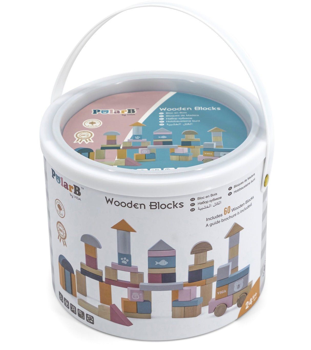 Wooden Building Blocks - 60 Pieces