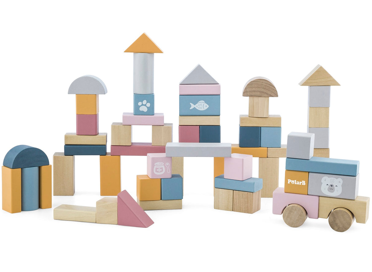 Wooden Building Blocks - 60 Pieces