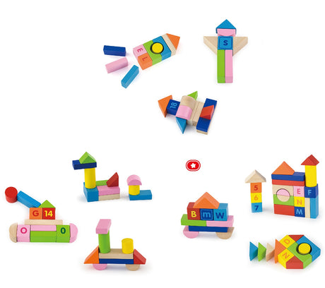 Alphabet and Numbers Blocks - 100 pieces