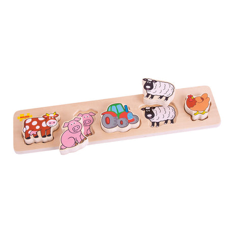 Bigjigs Baby Wooden Chunky Shape and Colour Educational Puzzle 5 Pieces