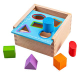 Bigjigs Baby Wooden Shape Sorter Posting Box with 6 Play Pieces