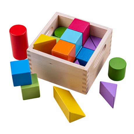 Bigjigs Baby Wooden Building Blocks and Shapes Toy Set 17 Pieces
