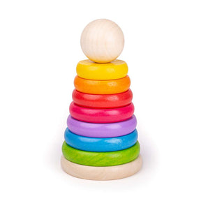 Bigjigs Baby First Rainbow Stacker Wooden Stacking Rings Toy for Toddlers 12 Months Plus