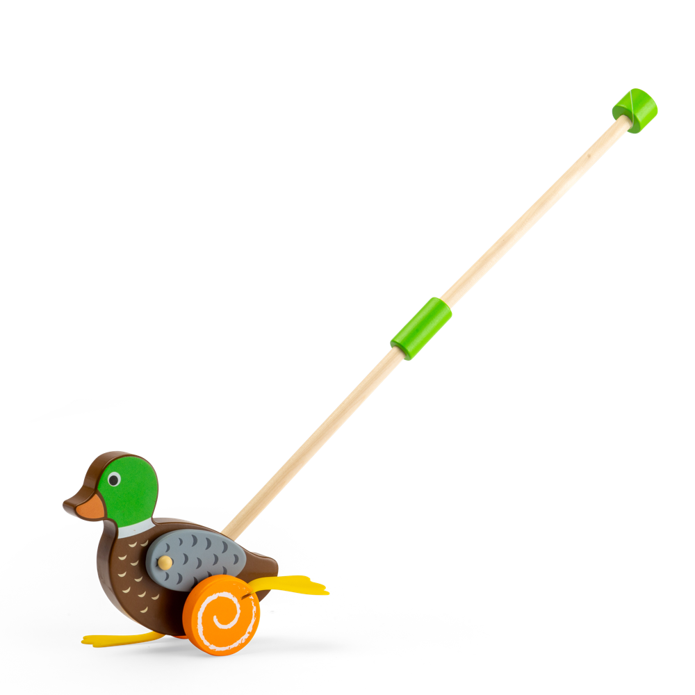 Bigjigs Baby Wooden Duck Push Along Toy for Toddlers 12 Months Plus