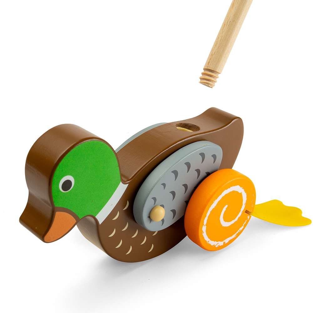 Bigjigs Baby Wooden Duck Push Along Toy for Toddlers 12 Months Plus